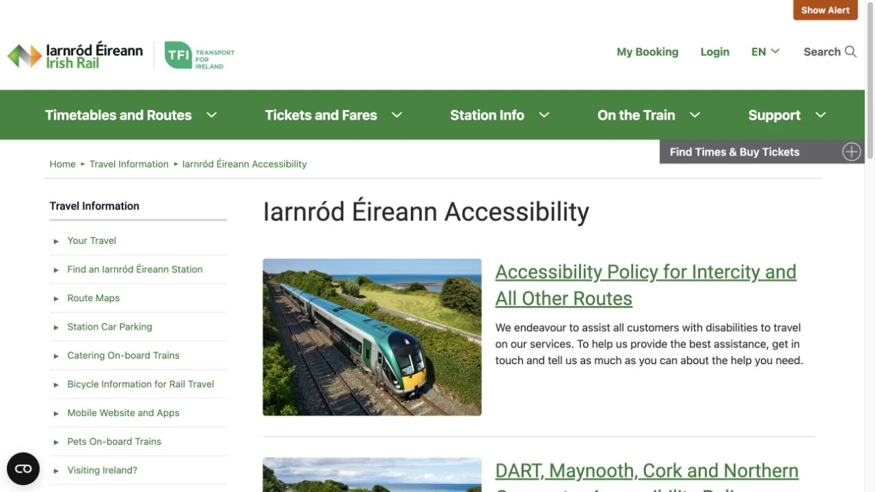 Assisted rail travel in Ireland: plan every station handover