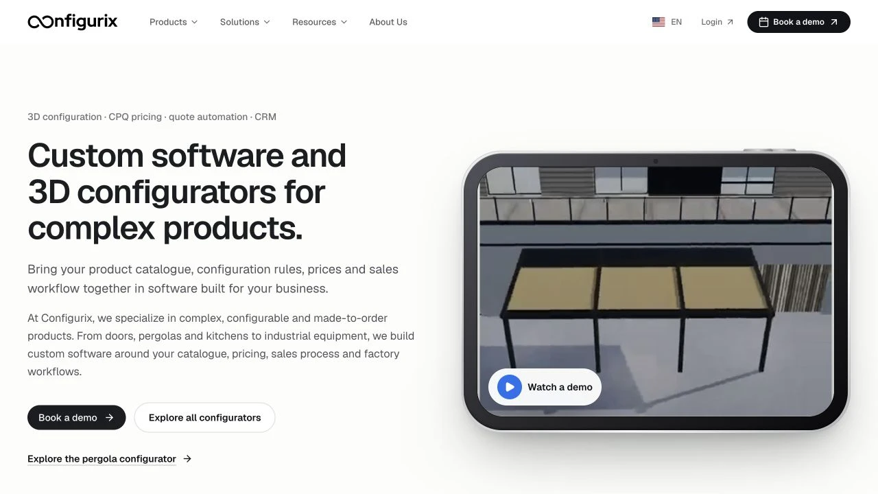 Configurix connects 3D product configuration with pricing and quotes