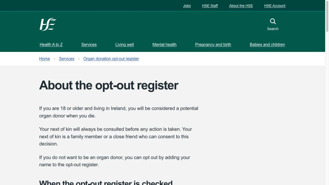 Ireland’s organ-donation opt-out register: recording and changing a decision