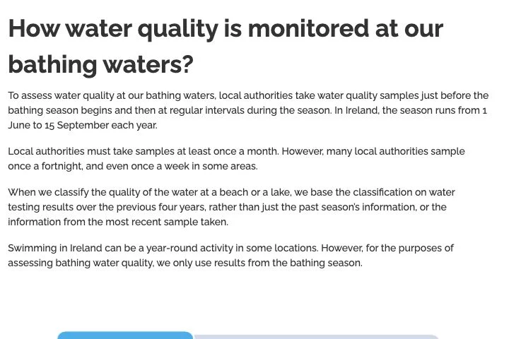 An excellent beach grade is not today’s water test