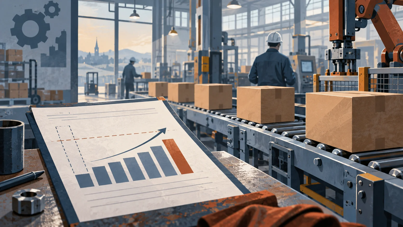 Manufacturing output rises over three months but remains below last year