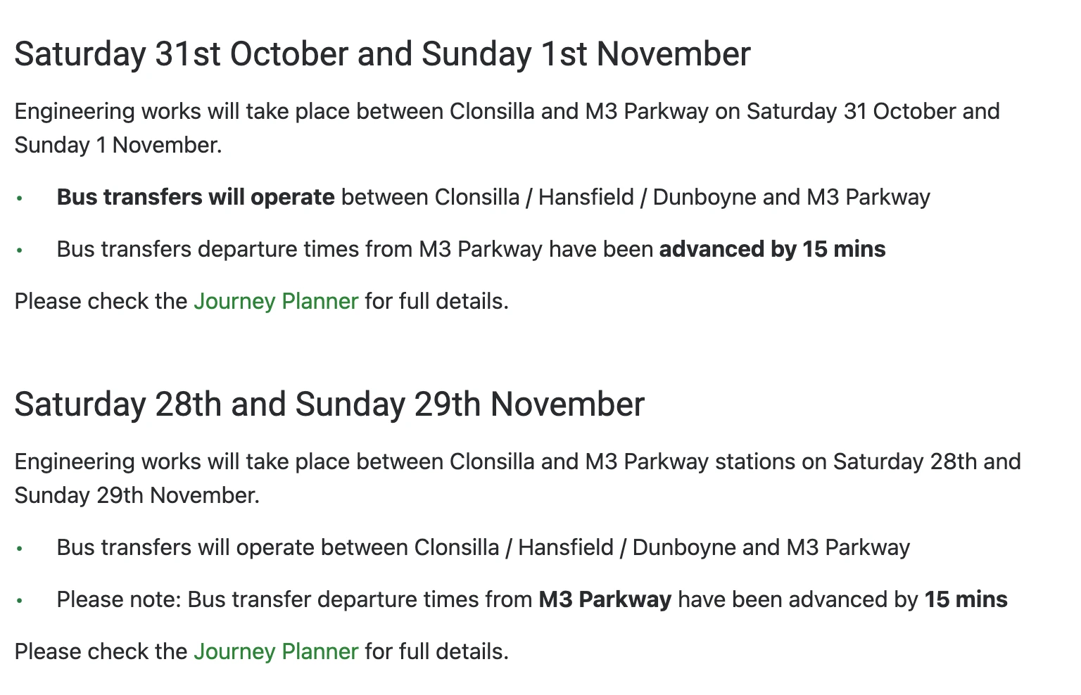 M3 Parkway trains replaced by buses for DART+ West works this weekend