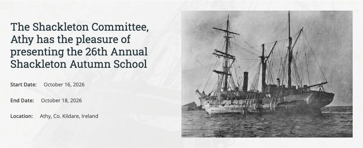 Athy’s Shackleton weekend: distinguish the free festival programme from booked Autumn School sessions